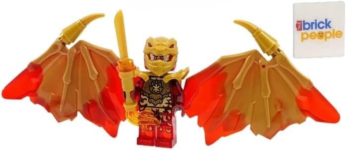 1. LEGO Ninjago Crystalized: Minifig Kai Golden Dragon con espada de fuego y espada de dragón