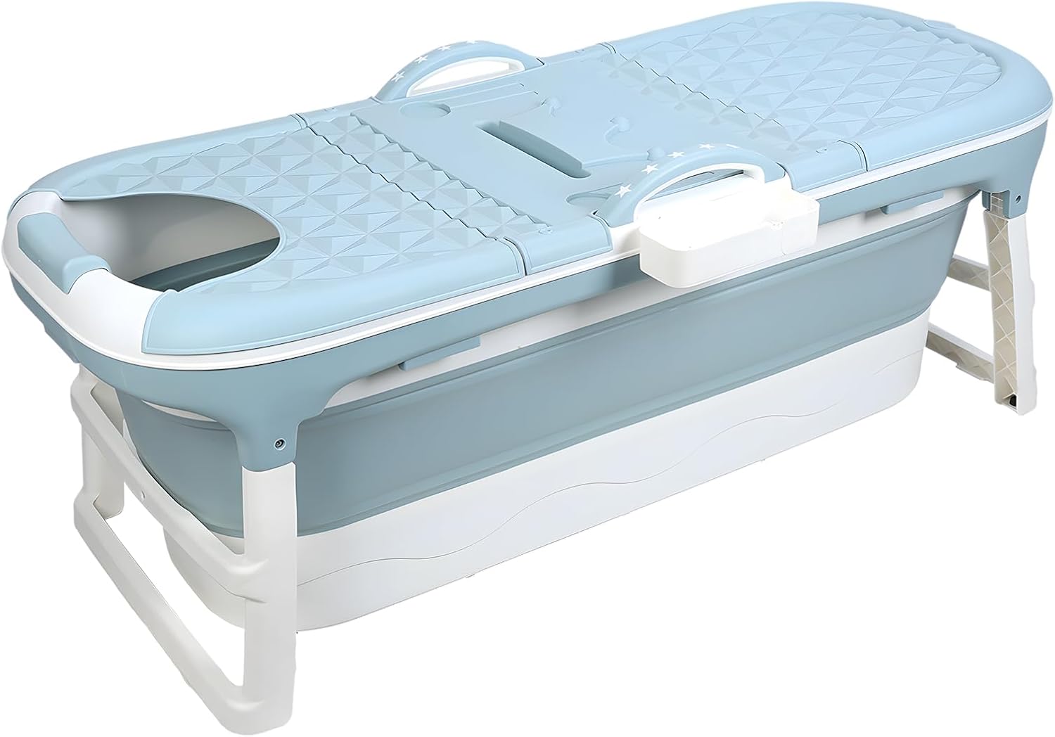 2. Bañera portátil para adultos, bañera plegable de 51/50/46 pulgadas con tapa, plegable independiente para adultos, bañera plegable para ducha, baño