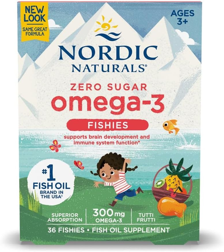 2. Nordic Naturals Nordic Omega-3 Fishies, Tutti Frutti - 36 Fishies - 300 mg de Omega-3 totales con EPA y DHA - Cerebro saludable, estado de ánimo
