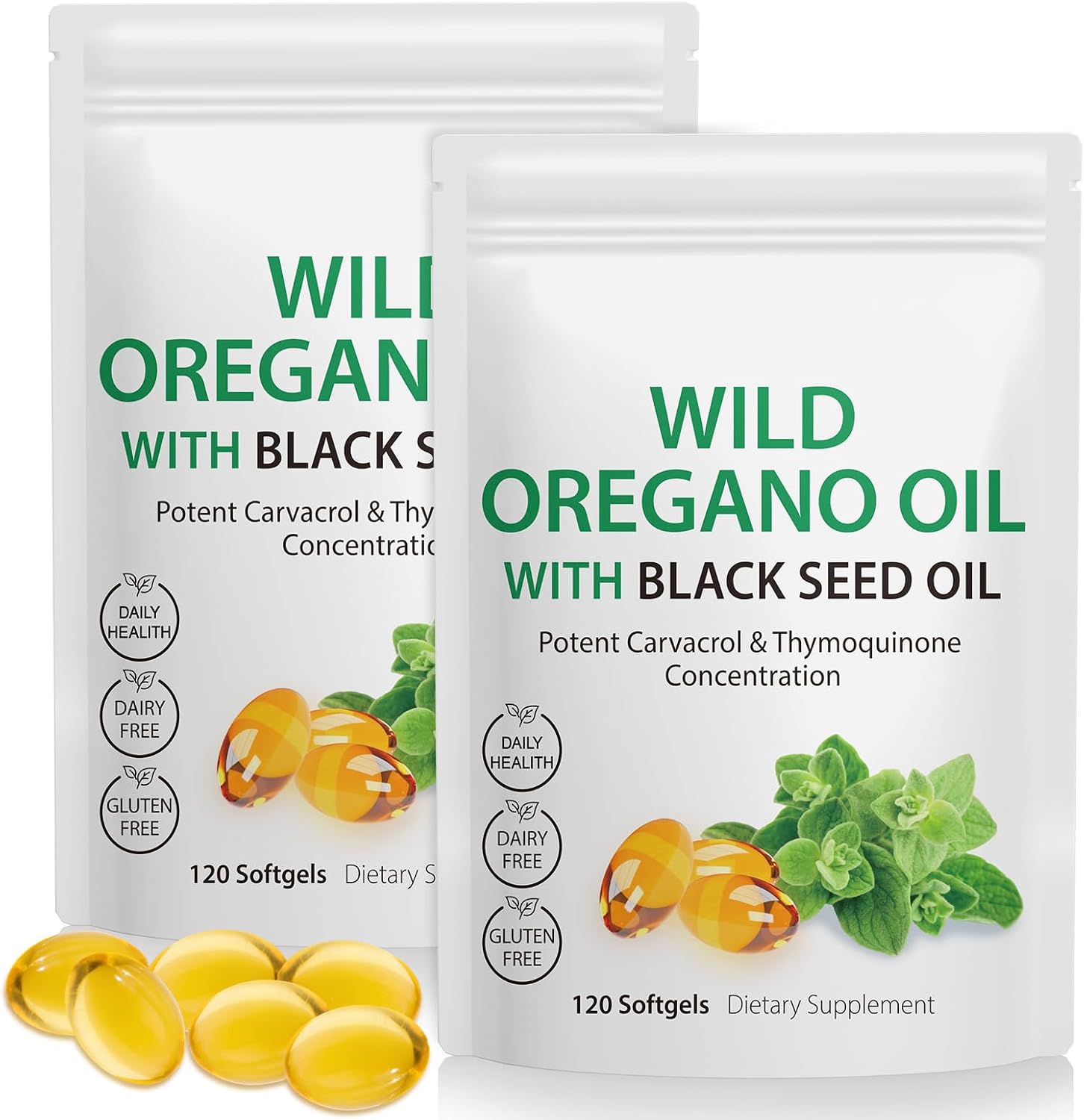 2. Aceite de orégano con aceite de semilla negra, 6000 mg de cápsulas de aceite de orégano orgánico, cápsulas de suplemento de orégano, antioxidantes
