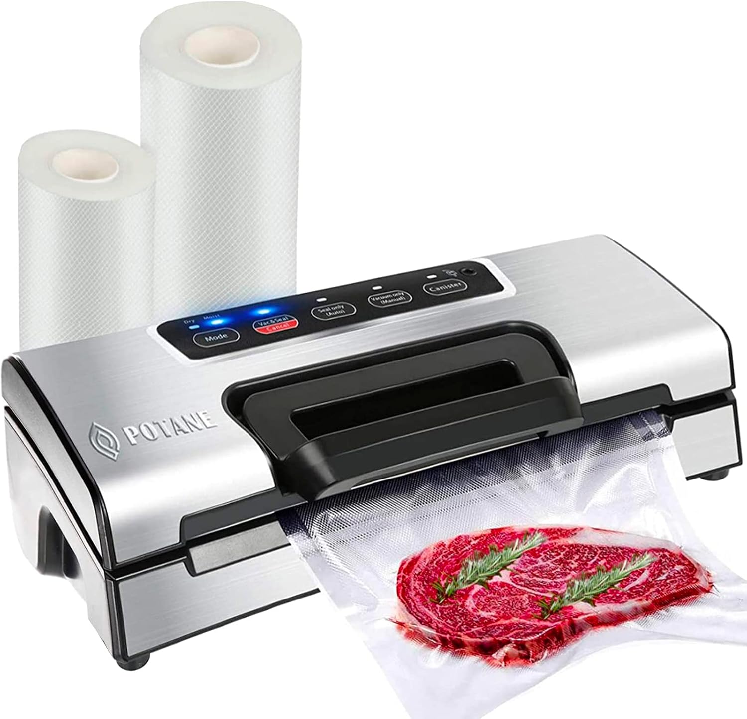 19. Potane Máquina de vacío de precisión, sellador de alimentos profesional con cortador integrado y almacenamiento de bolsas