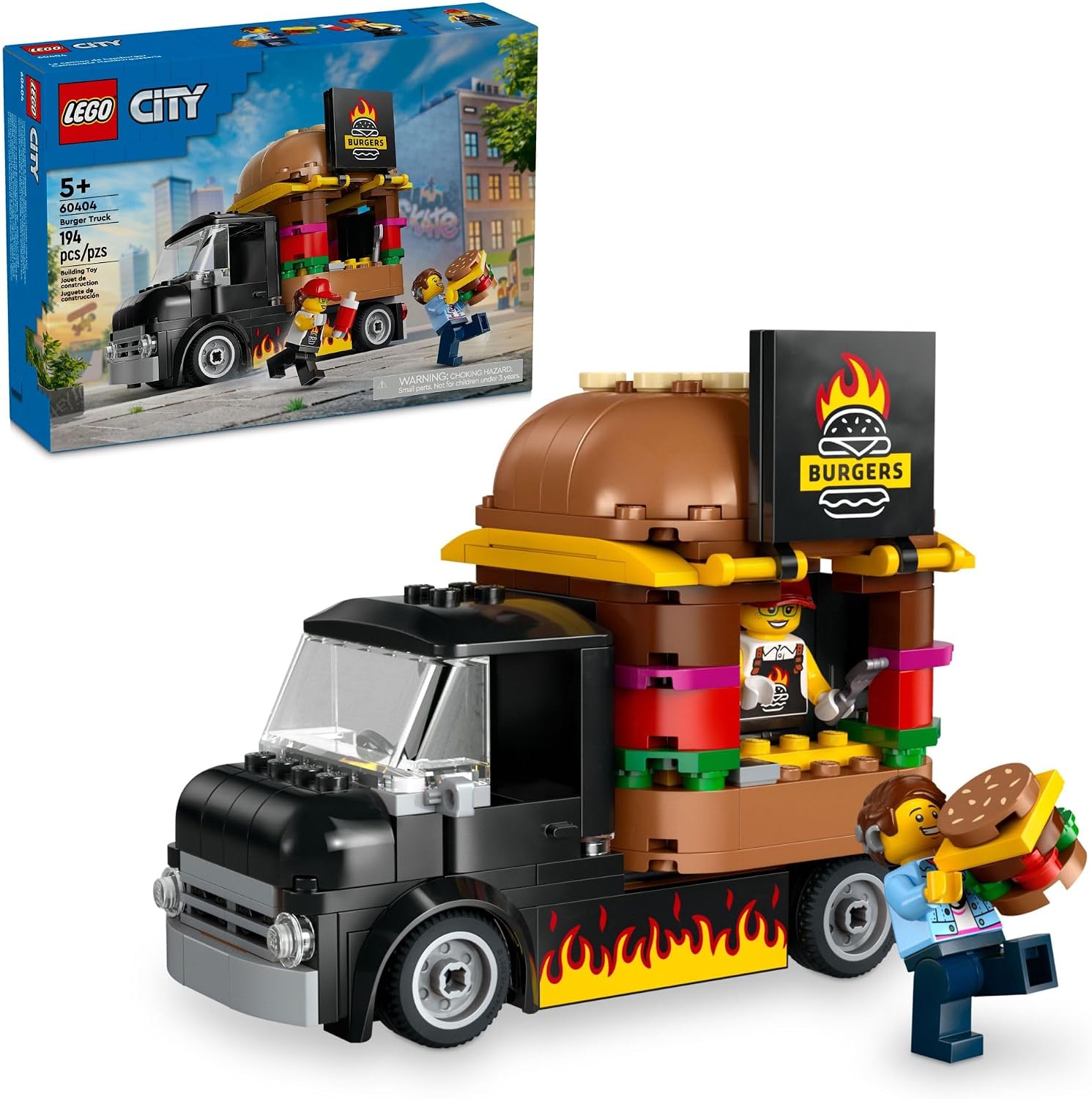 4. LEGO City Camión de Hamburguesas - Juego de Construcción de Juguetes, Regalo Divertido para Niños de 5 años en Adelante, Camioneta de Hamburguesas