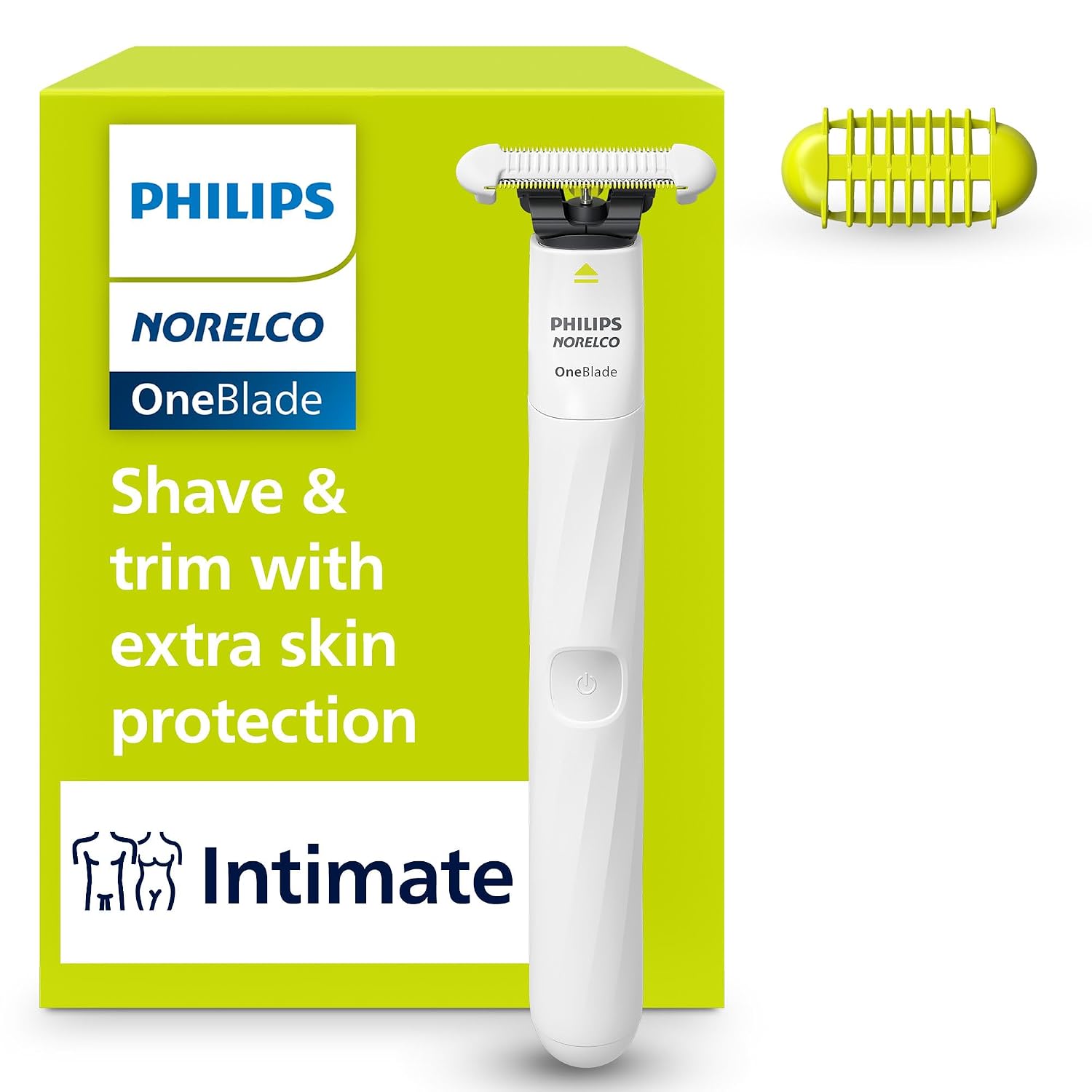 Philips Norelco OneBlade - Recortadora y afeitadora íntima con protección