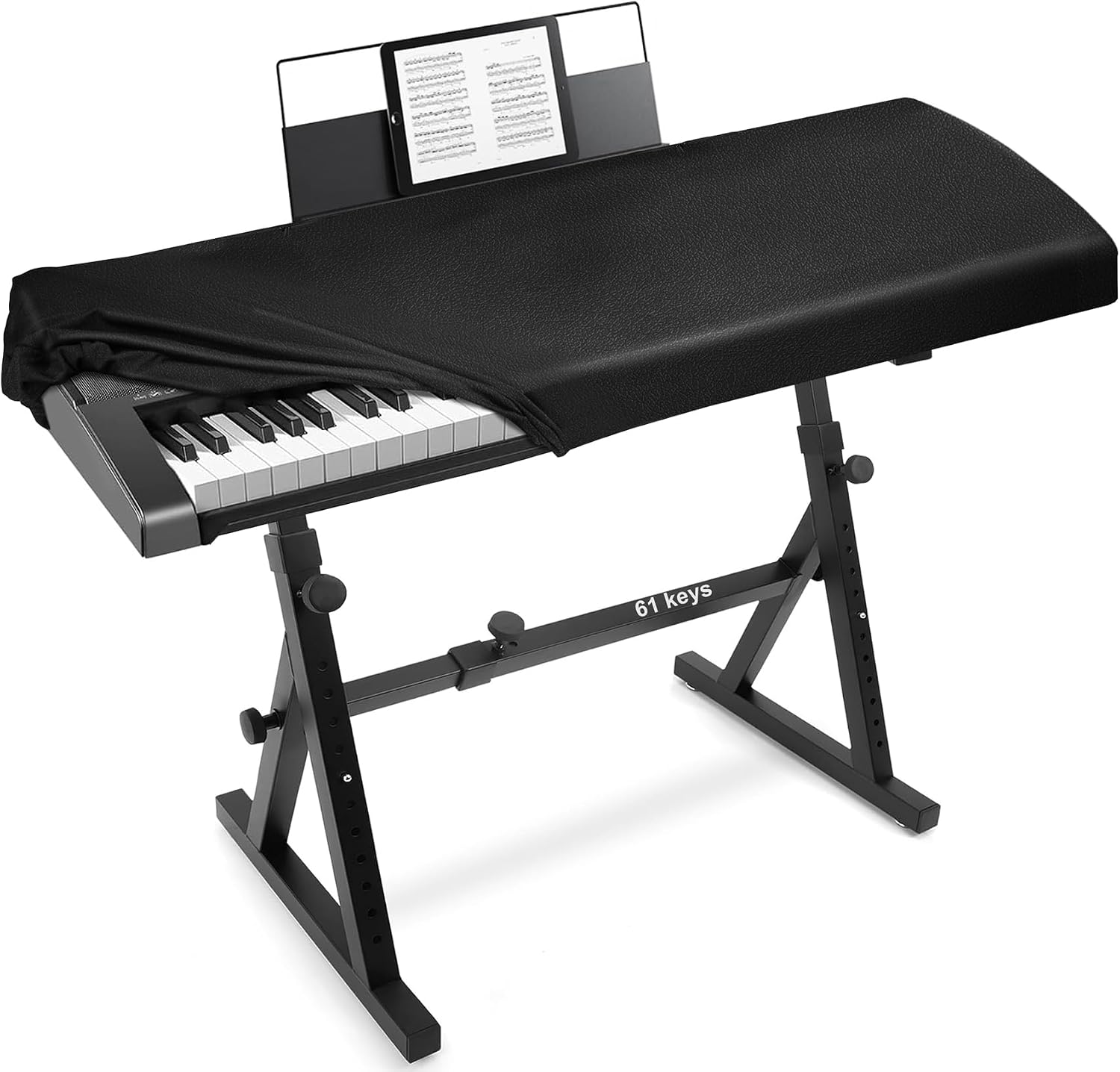 3. Explore Land Funda antipolvo para teclado de piano de alta calidad con apertura de soporte de música, protector de piano de cuero elástico para