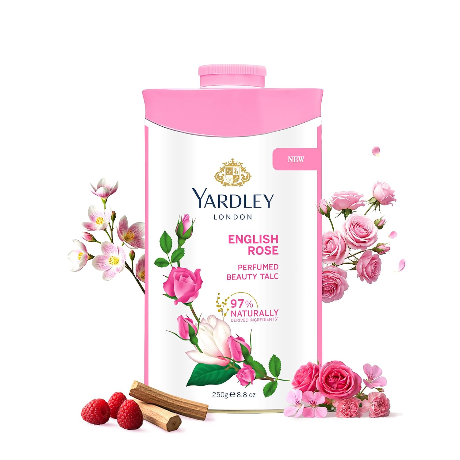 2. Yardley Talco perfumado de rosa inglesa, 8.82 oz