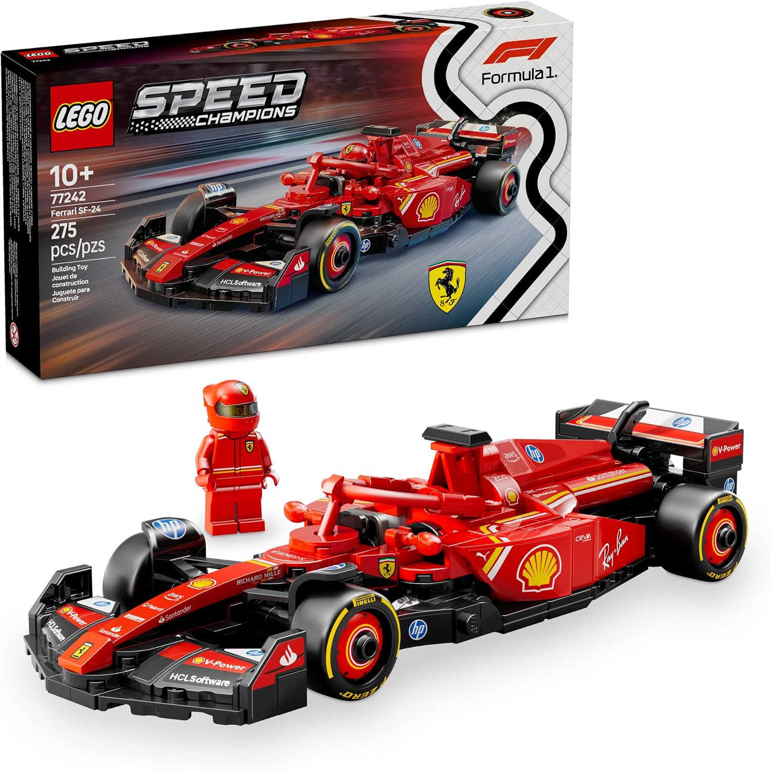 15. Conjuntos de construcción LEGO Speed Champions Ferrari SF-24 F1 - Juegos de construcción para niños, niños y niñas, a partir de 10 años - Kits
