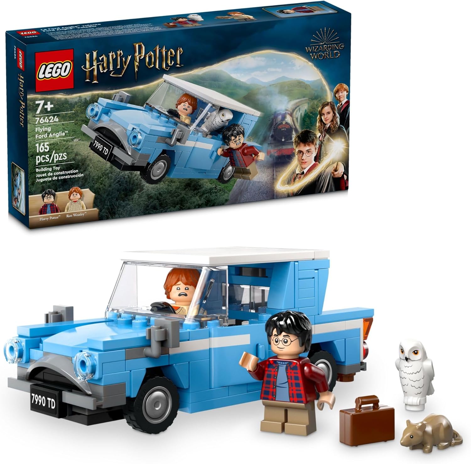 16. LEGO Harry Potter Flying Ford Anglia, juguete para construir con 2 minifiguras para juegos de rol, juego de fantasía para niños, auto de Harry