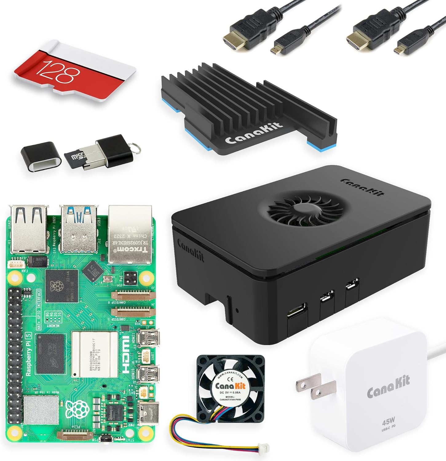 2. CanaKit - Raspberry Pi 5 Kit de inicio PRO - Negro Turbina (Edición de 128 GB) (4GB de RAM)