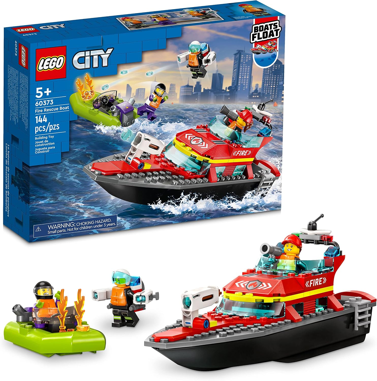 7. LEGO City Set de Construcción de Bote de Rescate de Bomberos - Bote Flotable para Niños y Niñas, Edades 5+ - Juguete de Juego Simulado para Niños